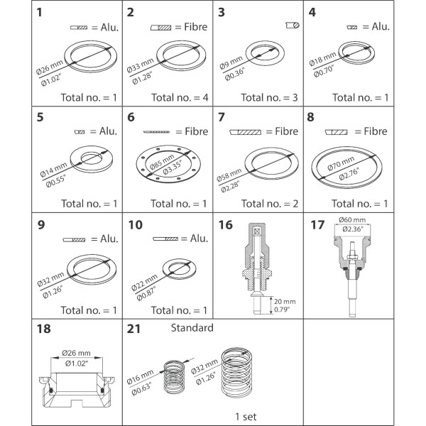ZESTAW CZĘŚCI DO NAPRAWY GŁÓWNEJ PMFL 200 PMFL 125 OVERHAUL KIT