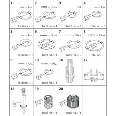ZESTAW REMONTOWY OVERHAUL  KIT C, PM20 (STD. CONE)