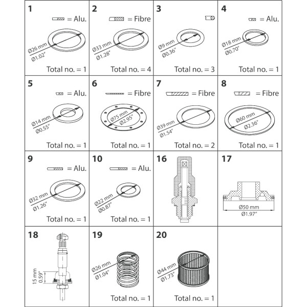 ZESTAW REMONTOWY OVERHAUL  KIT C, PM20 (STD. CONE)