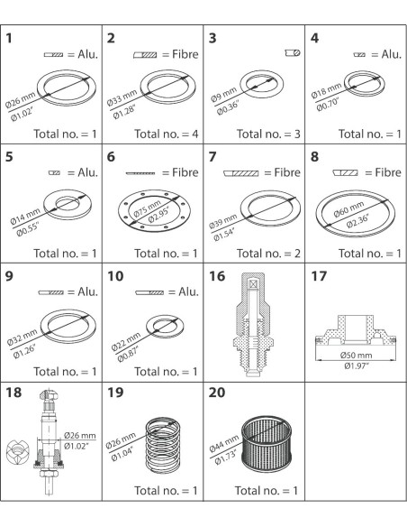 ZESTAW REMONTOWY PM10 (V. CONE) - OVERHAUL KIT C