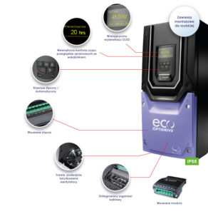 optidrive eco features 292x300 Falowniki do aplikacji pompowych   pomocne funkcje